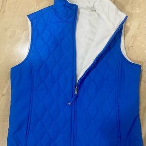 Blue & White Zip Up Puffer Vest  Medium Women’s